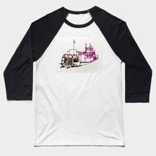 Paddle Wheel Steam Boat - ink drawing Baseball T-Shirt